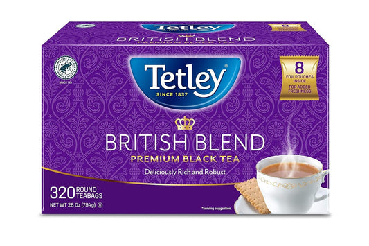 Tetley British Blend Premium Black Tea, 320 Tea Bags, Rainforest Alliance Certified, 320 Count (Pack of 1)
