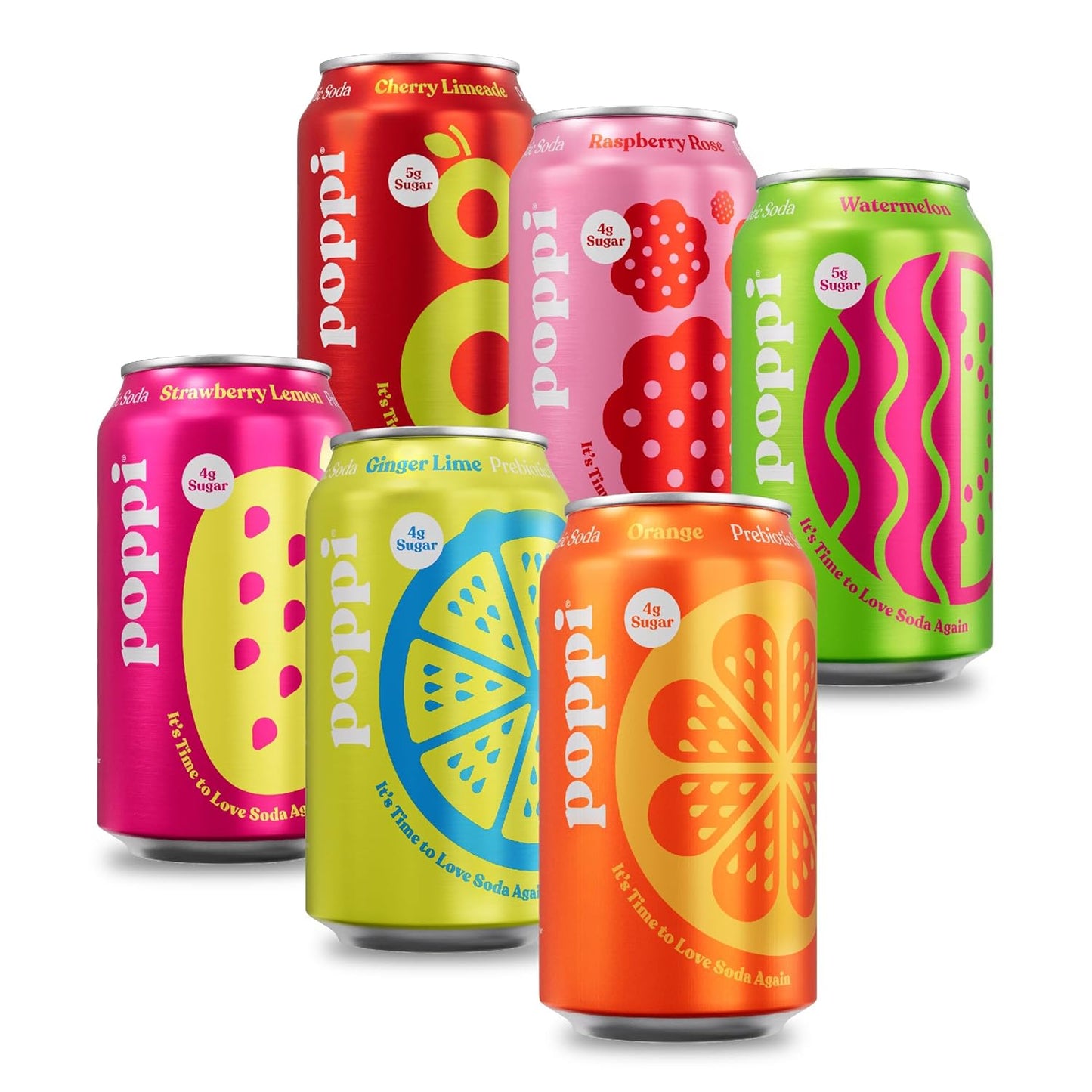 POPPI Sparkling Prebiotic Soda, Beverages w/Apple Cider Vinegar, Seltzer Water & Fruit Juice, Fun Favorites Variety Pack, 12oz (12 Pack) (Packaging May...