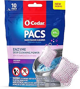 O-Cedar PACS Hard Floor Cleaner, Lavender Scent 10 Count (1-Pack) | Made with Naturally-Derived Ingredients | Safe to Use on All Hard Floors | Perfect for...