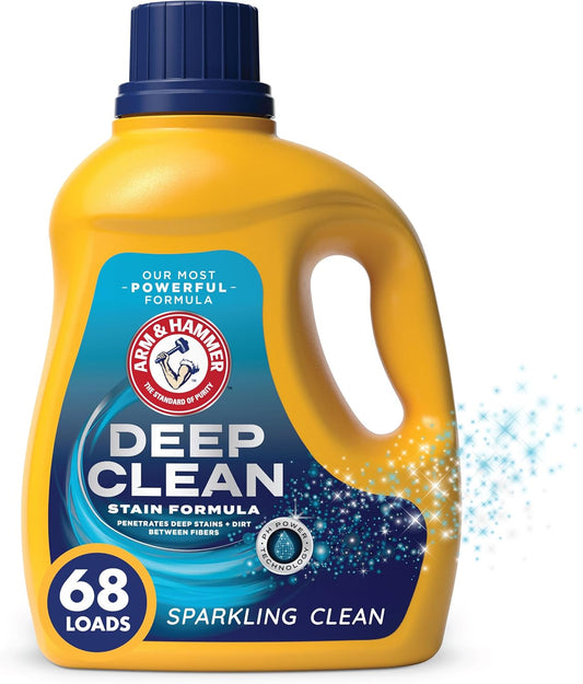 ARM & HAMMER Deep Clean Stain Formula, Liquid Laundry Detergent, 102 fl oz, 68 Loads