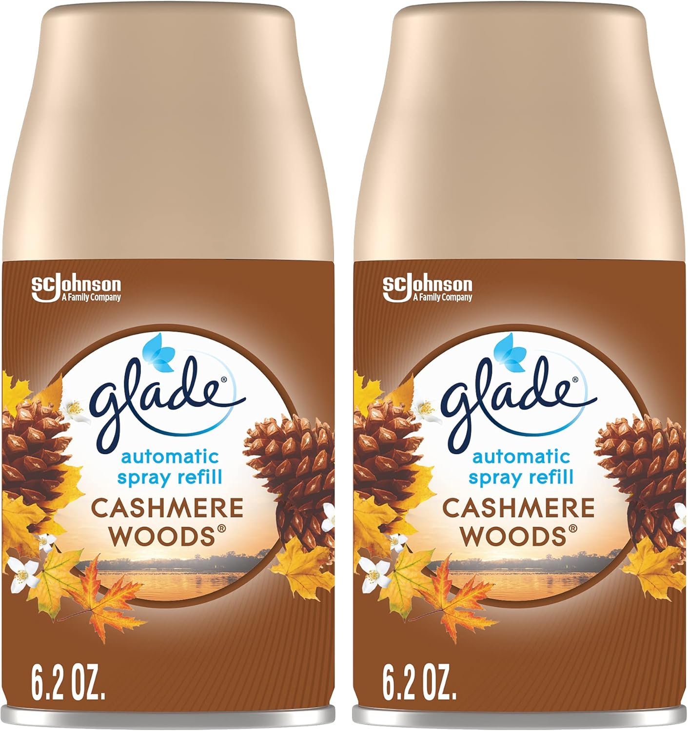 Glade Automatic Spray Refill, Air Freshener for Home and Bathroom, Cashmere Woods, 6.2 Oz, 2 Count