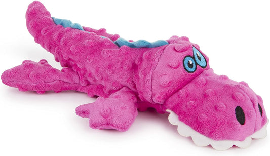 goDog Gators Squeaky Plush Dog Toy, Chew Guard Technology - Pink, Large 
