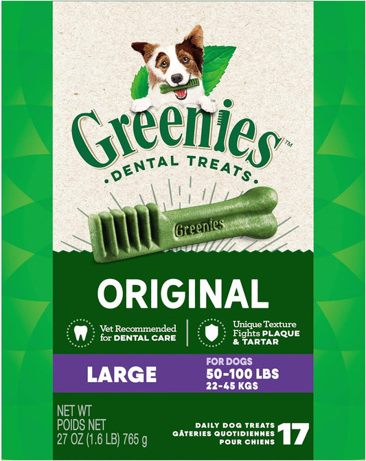 Greenies Original Large Natural Dental Care Dog Treats, 27 oz. Pack (17 Treats)