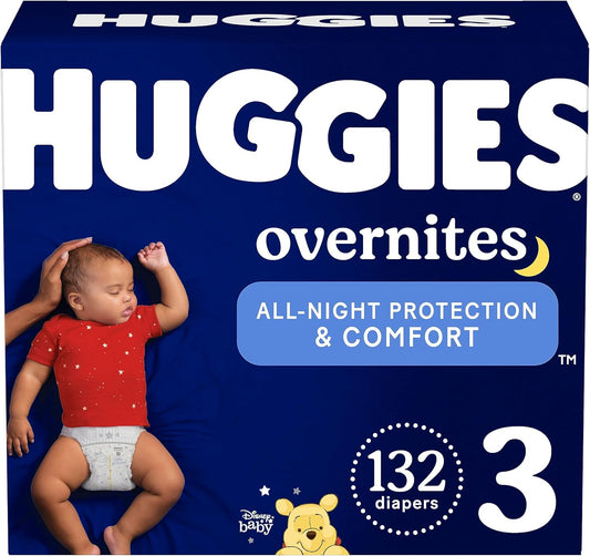 Huggies Size 3 Overnites Baby Diapers: Overnight Diapers, Size 3 (16-28 lbs), 132 Ct (2 Packs of 66)
