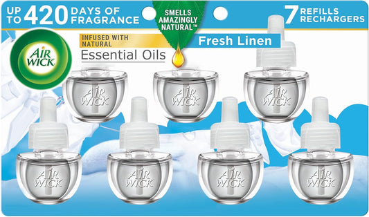 Air Wick Plug in Scented Oil Refill, 7 ct, Fresh Linen, Air Freshener, Essential Oils