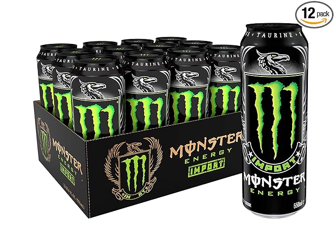 Monster Energy Import, Energy Drink, 18.6 Ounce (Pack of 12)