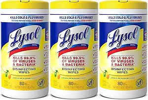 Lysol Disinfectant Wipes, Multi-Surface Antibacterial Cleaning Wipes, For Disinfecting and Cleaning, Lemon and Lime Blossom, 80 Count (Pack of 3)