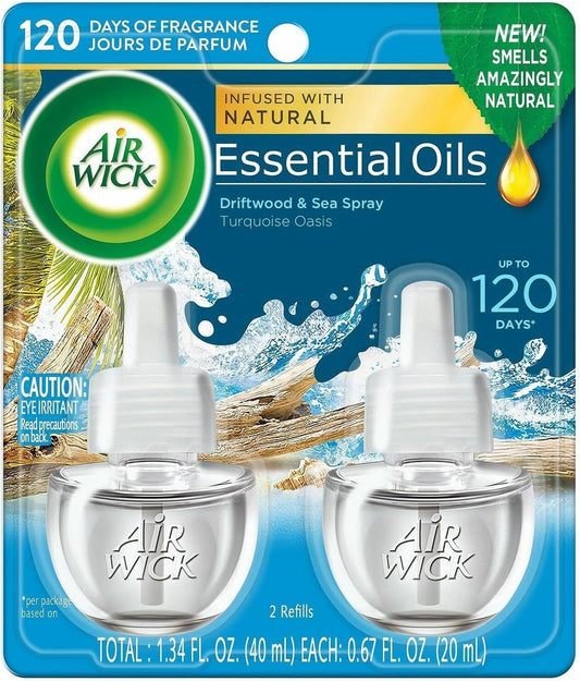 Air Wick Plug in Scented Oil Refill, 2ct, Turquoise Oasis, Essential Oils, Air Freshener 
