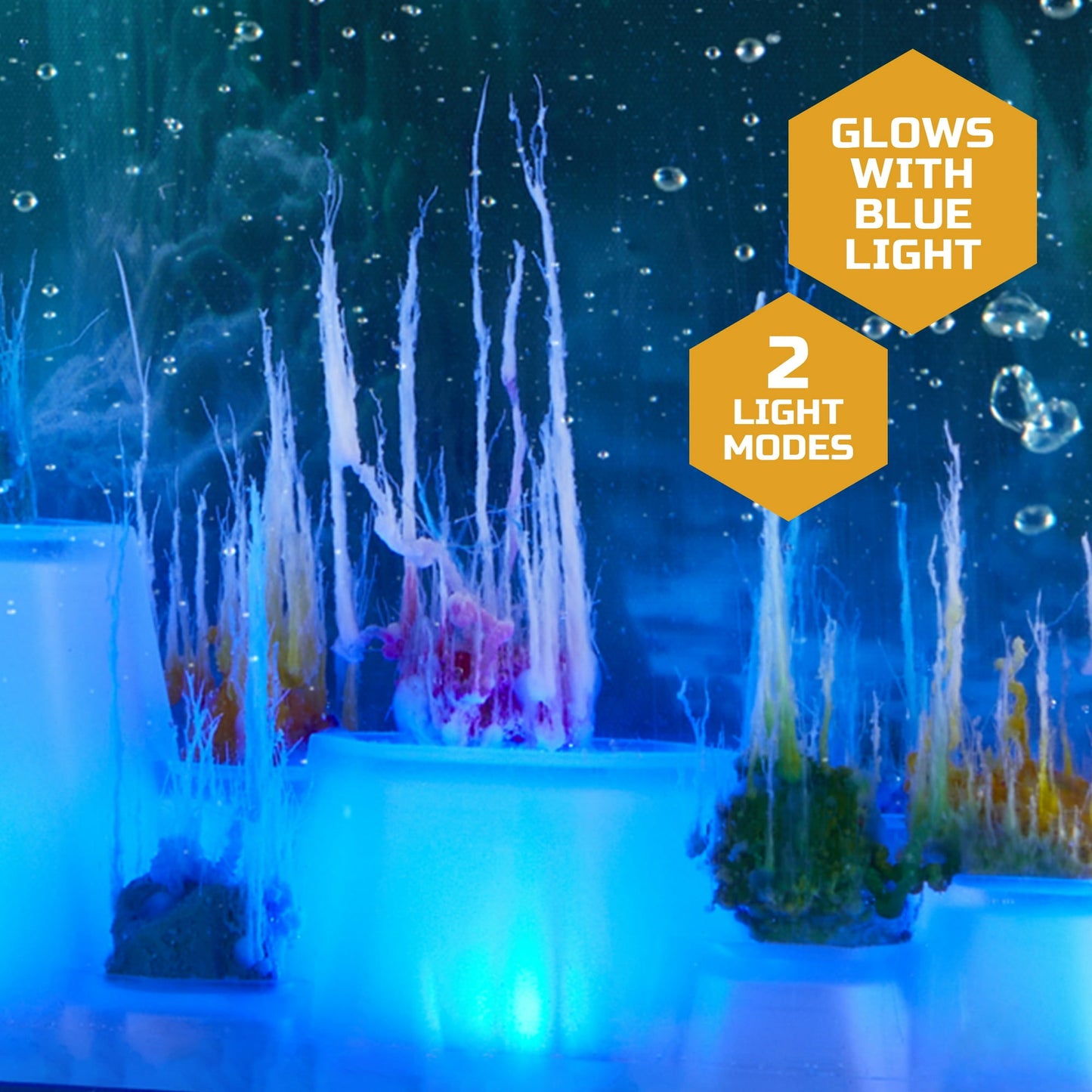 Discoveryª #Mindblown Crystal Aquarium 8-Piece Set - Underwater Crystal Growing Garden, LED Lights, Ages 8 years+