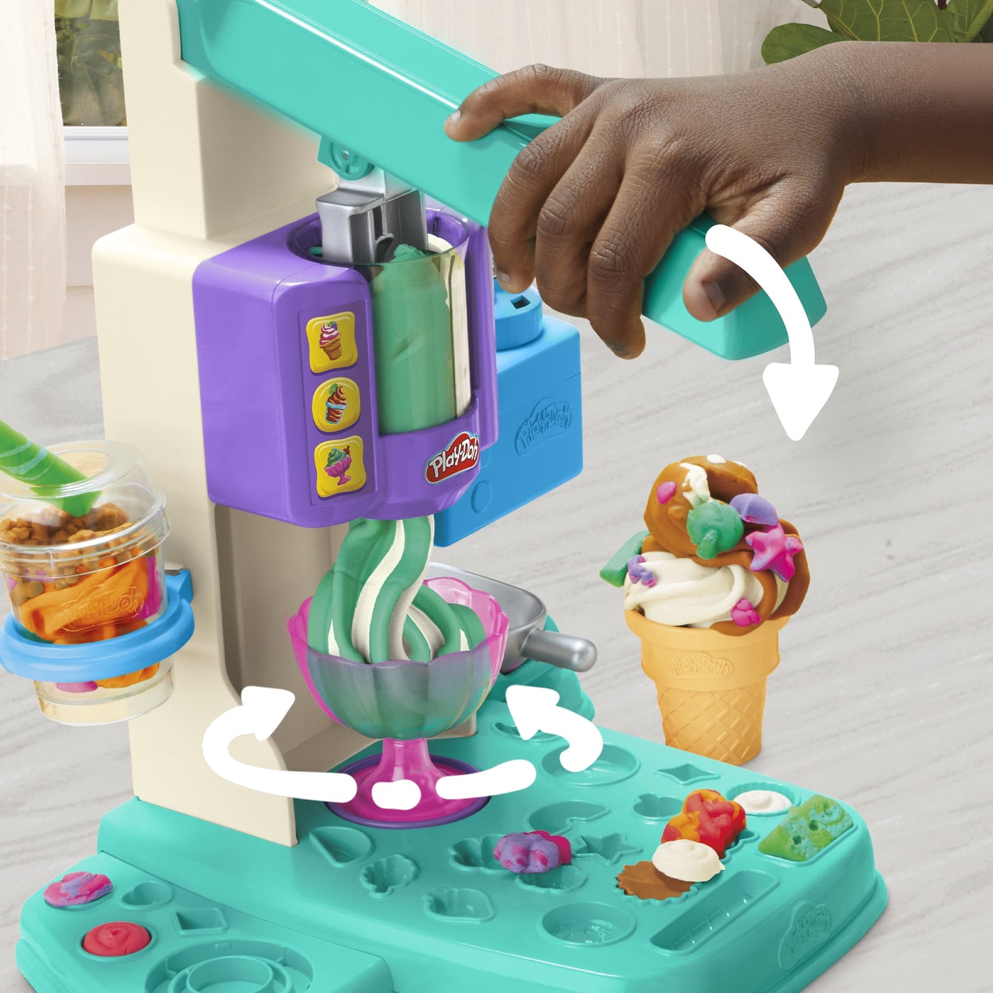 Play-Doh Rainbow Swirl Ice Cream Playset, 7 Play Kitchen Accessories