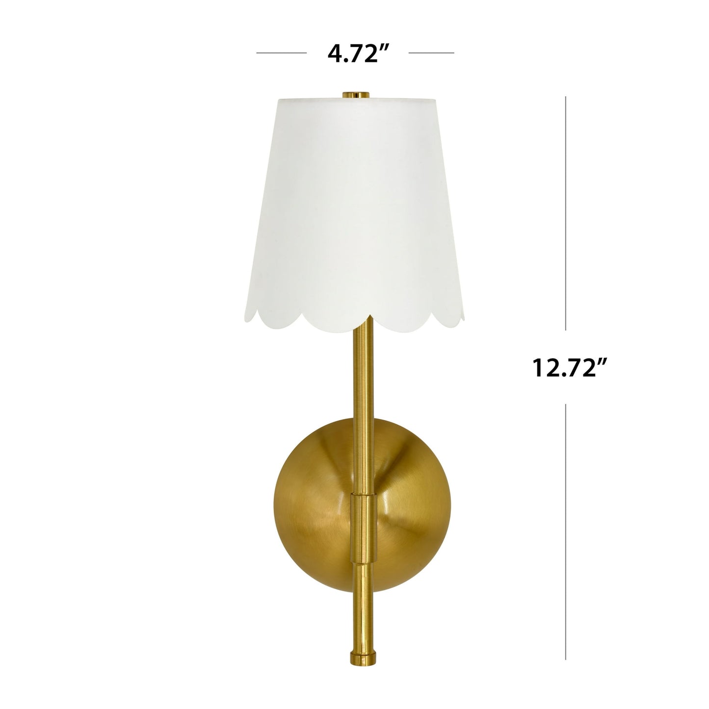 Home Decor Collection Sterling & Noble Home Cordless Brass Rechargeable Wall Sconce with Scalloped Fabric Shade and Remote