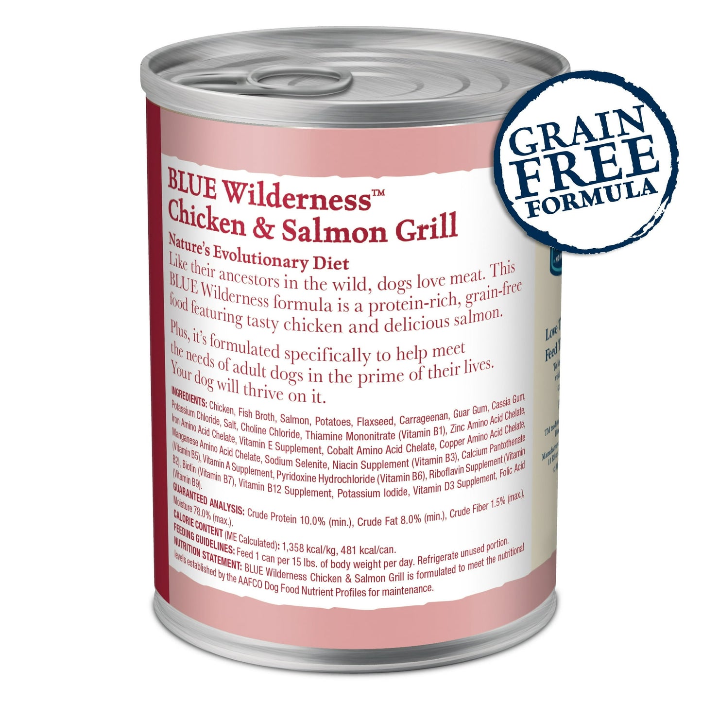 (6 pack) Blue Buffalo Wilderness Adult Wet Dog Food Salmon & Chicken Grill, 12.5-oz. Can