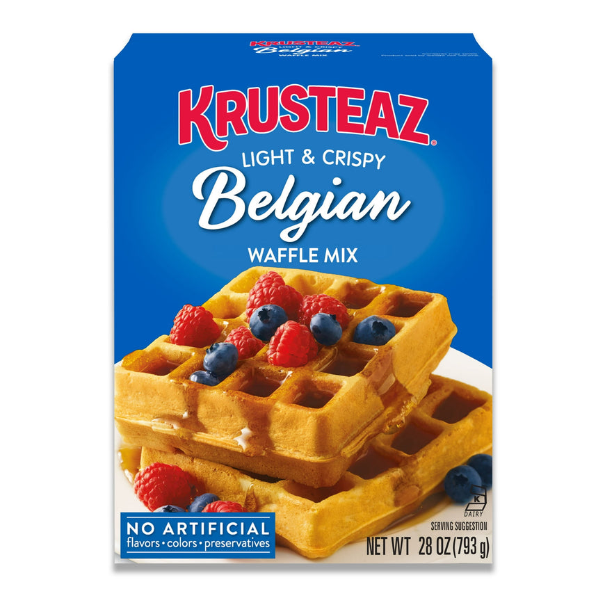 (6 pack) Krusteaz Light and Crispy Belgian Waffle Mix, Krusteaz Waffle Mix, 28 oz Box