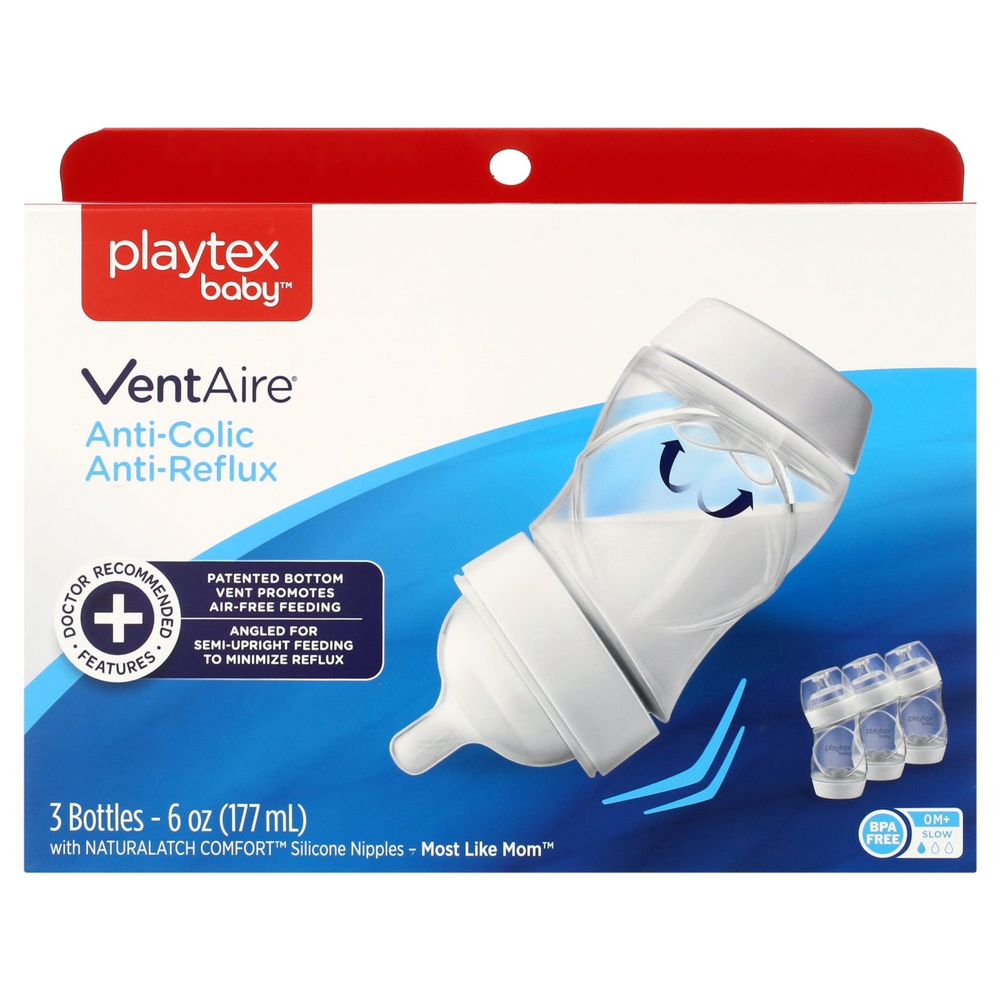 Playtex Ventaire Wide Bottle, 6oz, 3 Pack Each