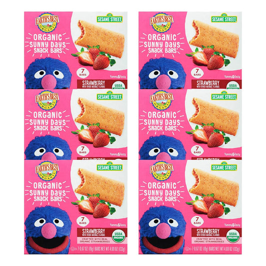 Earth's Best Organic Kids Snacks, Sesame Street Toddler Snacks, Organic Sunny Days Snack Bars for Toddlers 2 Years and Older, Strawberry with Other...