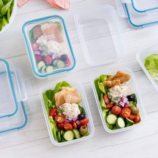 Snapware Total Solution 10-Pc Plastic Food Storage Containers Set, 3-Cup Rectangle Meal Prep Container, Non-Toxic, BPA-Free Lids with 4 Locking Tabs, Microwave, Dishwasher, and Freezer Safe 
