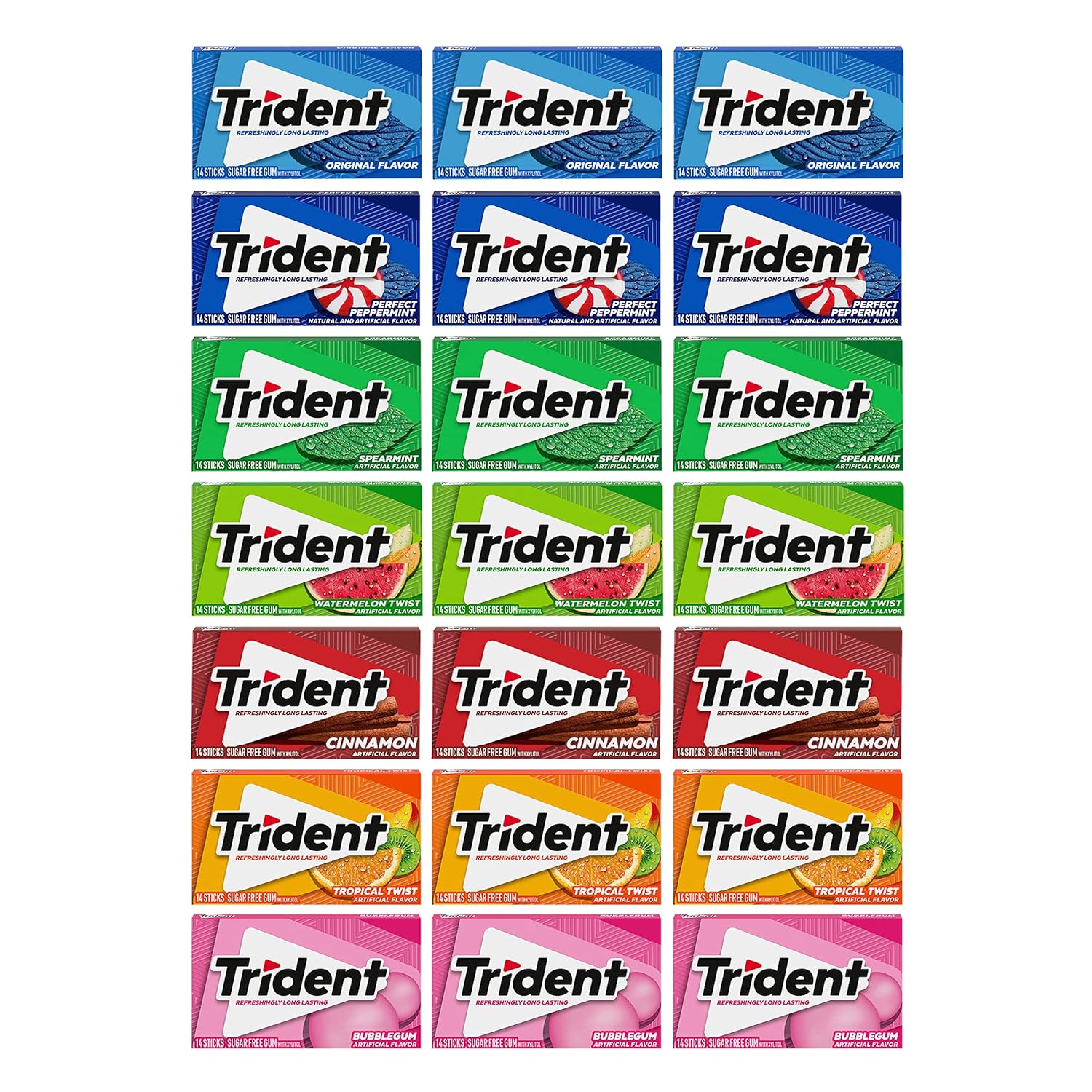 Trident Sugar Free Gum Variety Pack, 21 Packs of 14 Pieces (294 Total Pieces)