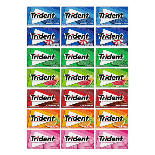 Trident Sugar Free Gum Variety Pack, 21 Packs of 14 Pieces (294 Total Pieces)
