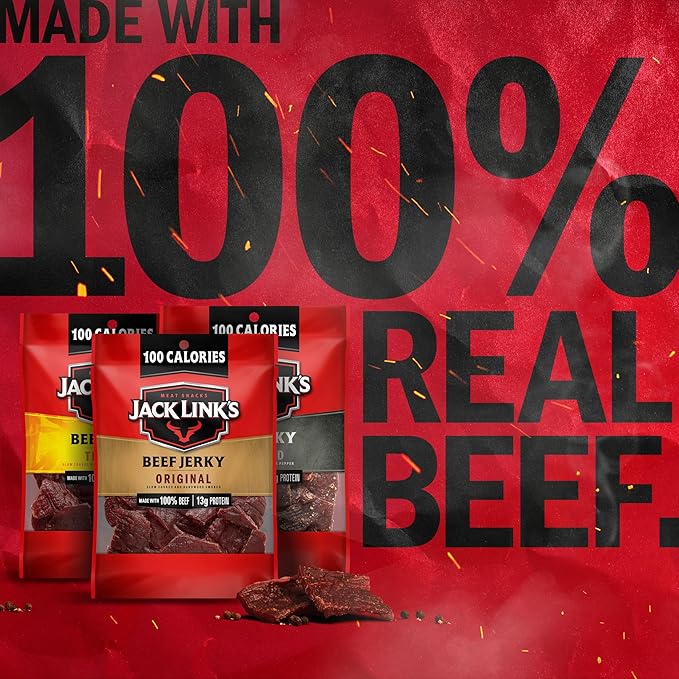 Jack Link's Beef Jerky Variety Pack Ð Includes Original, Teriyaki and Peppered Jerky, Bulk Protein Snack Pack, Good Source of Protein, Meat Snacks Made with 100% Beef Ð 1.25 Oz (Pack of 15)