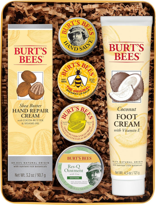 Burt's Bees Mothers Day Gifts for Mom, Classics Set, 6 Products in Giftable Tin – Cuticle Cream, Hand Salve, Lip Balm, Res-Q Ointment, Hand Repair Cream...