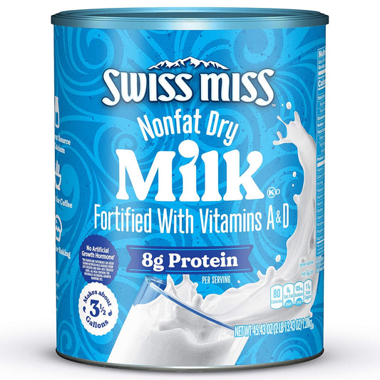 Swiss Miss Nonfat Dry Milk With Vitamins A and D, Makes Over 3 Gallons, 45.43 oz.(Pack of 1)