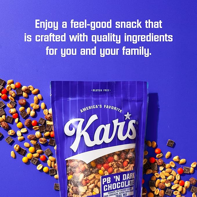 KarÕs Nuts Peanut Butter ÔN Dark Chocolate Trail Mix, 2 oz Grab & Go Bags, Individual Snack Packs (Pack of 72), Gluten-Free Trail Mix Snacks