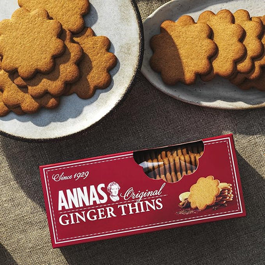 Annas Thins - Ginger Pepparkakor - 5.25 Ounce (Pack of 12) non GMO + Vegan