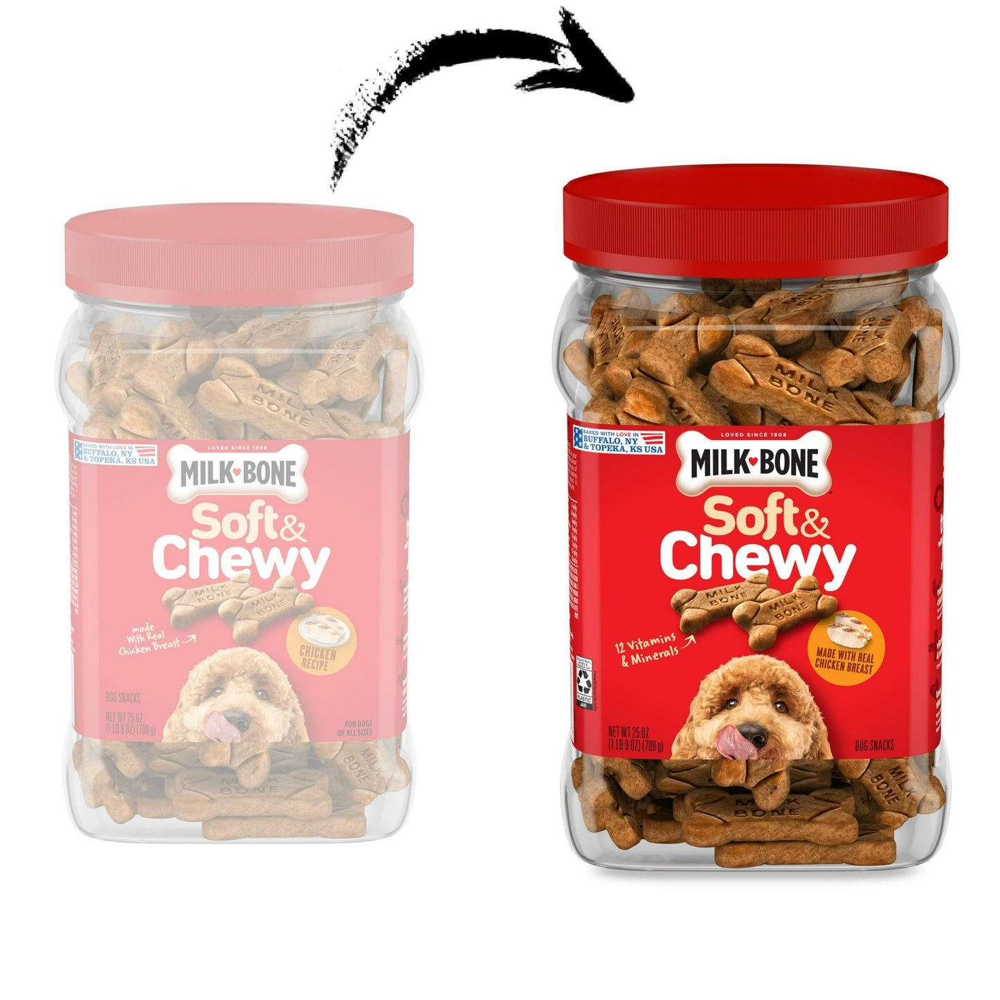 Milk Bone Soft and Chewy Dog Treats, Chicken Recipe With Chicken Breast, 25oz Canister