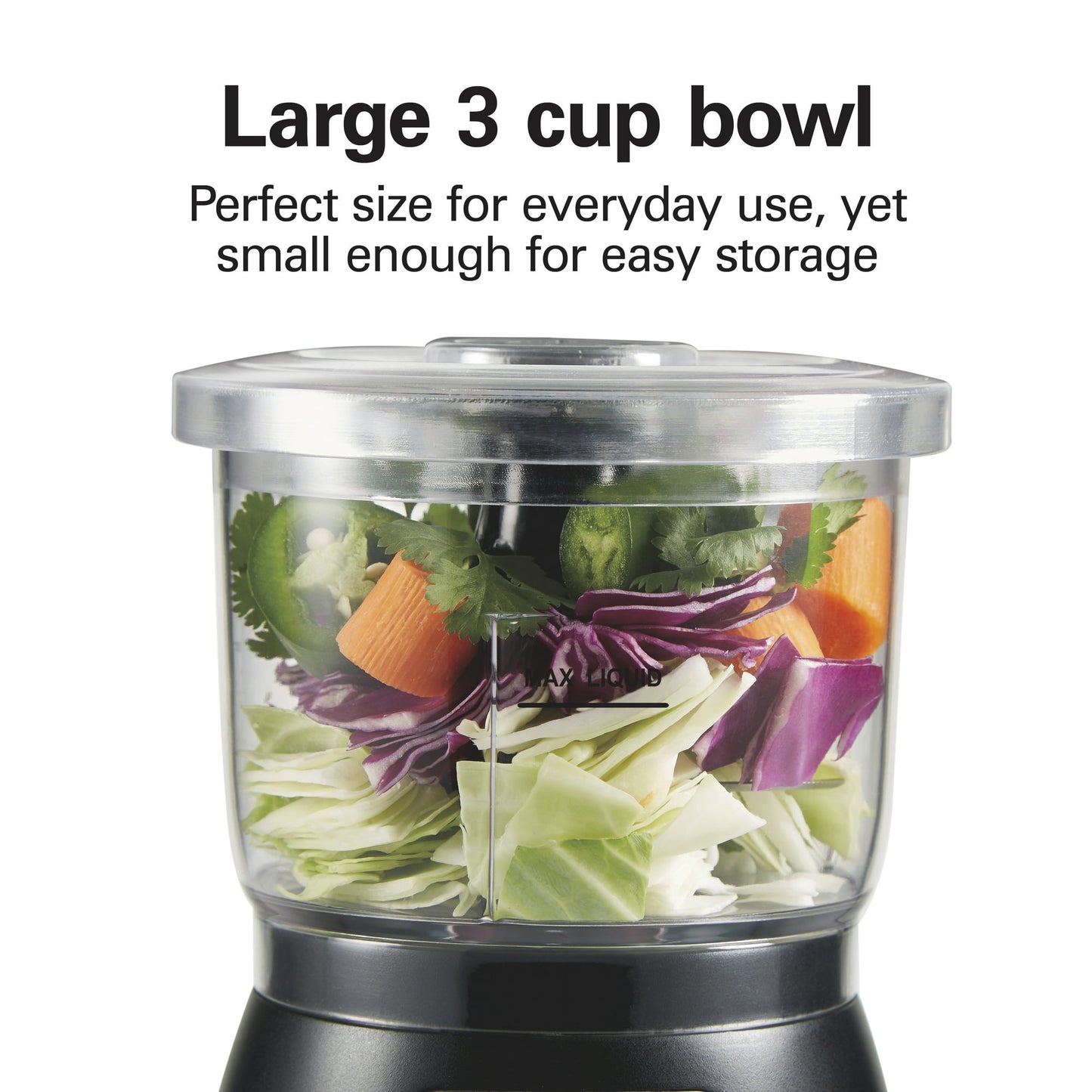 Hamilton Beach Stack & Press 2 Speed Food Chopper & Mini Food Processor, 3-Cup, Black