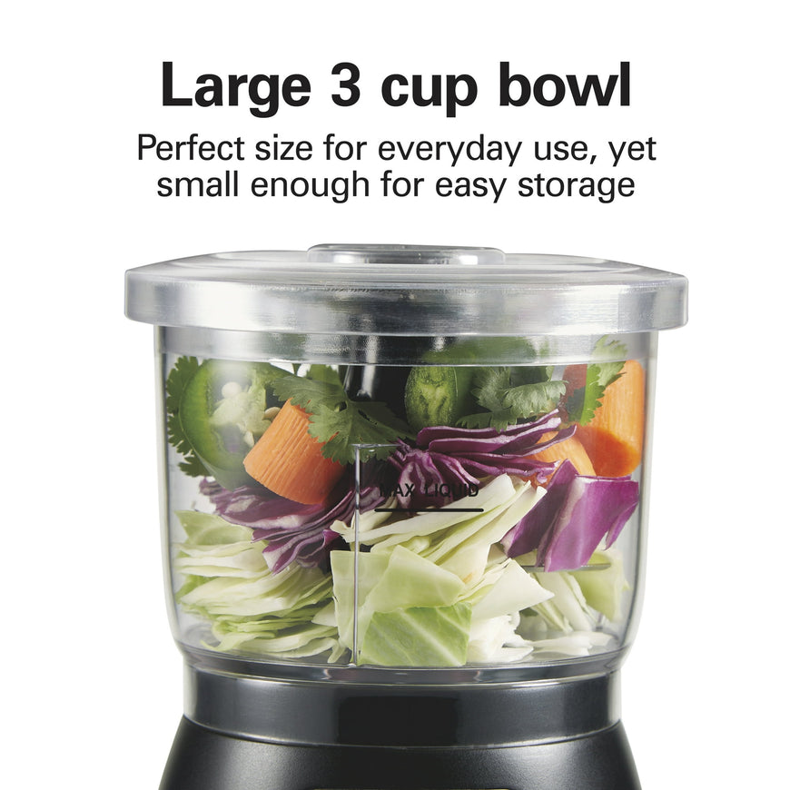 Hamilton Beach Stack & Press 2 Speed Food Chopper & Mini Food Processor, 3-Cup, Black