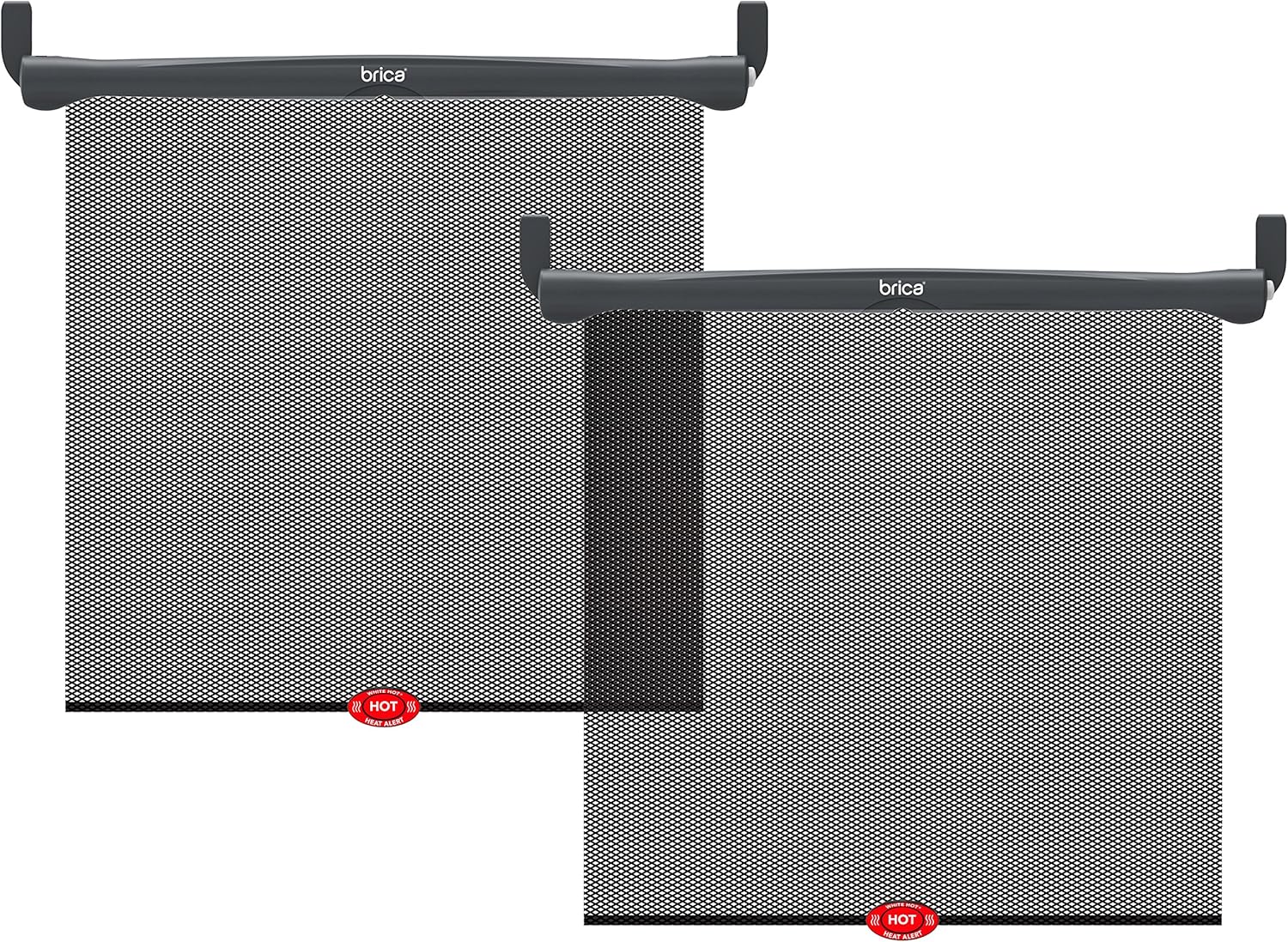 Munchkin® Brica® Sun Safety™ Car Window Roller Shade with White Hot® Heat Alert, Black, 2 Count (Pack of 1)