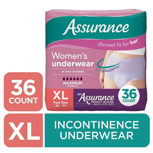 Assurance Women's Incontinence & Postpartum Underwear, XL , Maximum Absorbency (36 Count)
