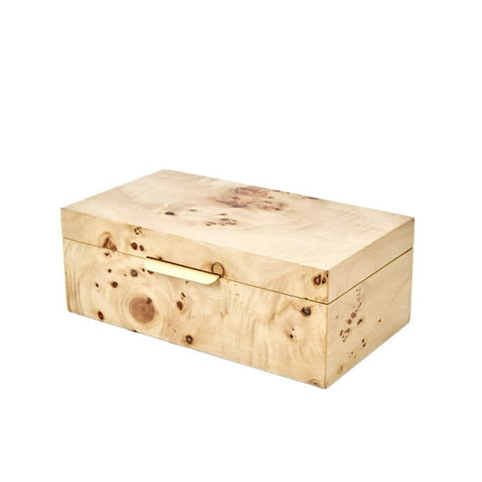 Beautiful by Drew Burl Wood Tabletop Storage Box, Decorative Jewelry Organizer with Lid, Natural Keepsake Box for Dresser or Shelf, 7.5x4.25