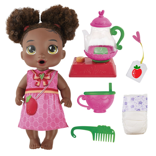 Baby Alive Bubbly Tea Party Berry Boo, Black Hair Baby Doll, Toys for Girls & Boys 3+