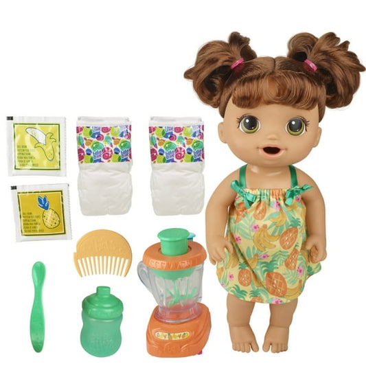 Baby Alive Magical Mixer Baby Doll Tropical Shake, Blender, Drinks, Wets, Eats, Brown Hair Toy