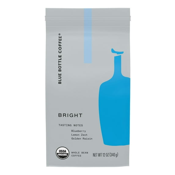 Blue Bottle Coffee, Bright, Organic Gourmet, Light Roast, Whole Bean, 12 oz