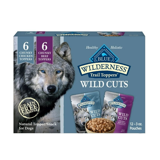 Blue Buffalo Wilderness Wild Cuts Wet Dog Food Toppers, Chicken & Beef, 3-oz. (12 Count)