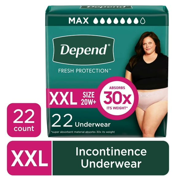 Depend Fresh Protection Incontinence Underwear for Women, Adult Diapers, XXL, 22 Count