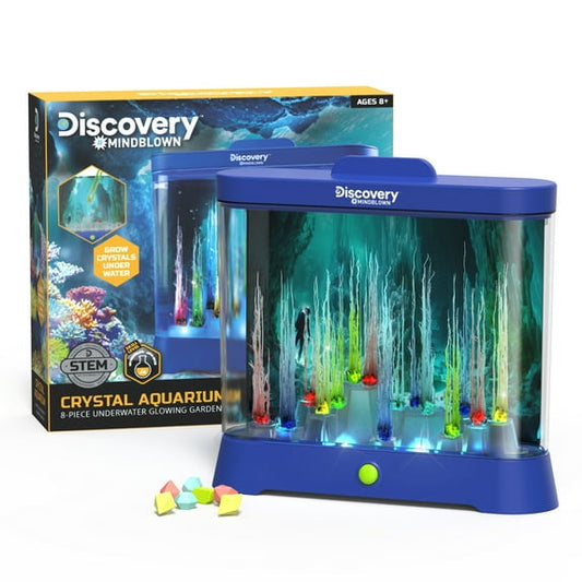 Discoveryª #Mindblown Crystal Aquarium 8-Piece Set - Underwater Crystal Growing Garden, LED Lights, Ages 8 years+