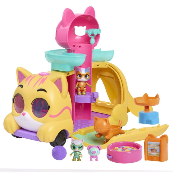 Disney Junior SuperKitties Purr ÔNÕ Go Playset and Figures, 10-Pieces, Lights and Sounds