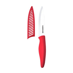 Farberware Professional 5-inch Ceramic Utility Knife with Red Blade Cover and Handle