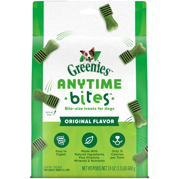 Greenies Anytime Bites Dog Treats, Original Flavor, 24 Oz Bag