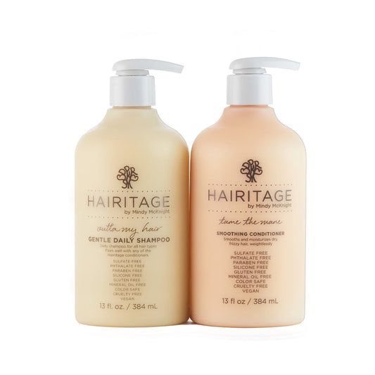 Hairitage Outta My Hair Sulfate Free Shampoo and Conditioner Set, Color Safe + Anti Frizz Curly Hair Products, 13 fl oz_