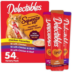 Hartz Delectables Squeeze up Non-Seafood Variety Pack Lickable Wet Cat Treats, 0.5oz Tube (54 Count)