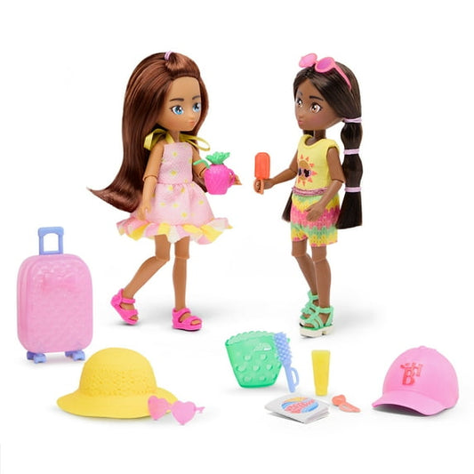 Hey Bestie Jasmine & Makayla 21 Piece Set of 2 (5.5-inch) Travel Dolls with Accessories, Kids Ages 3 & Up 
