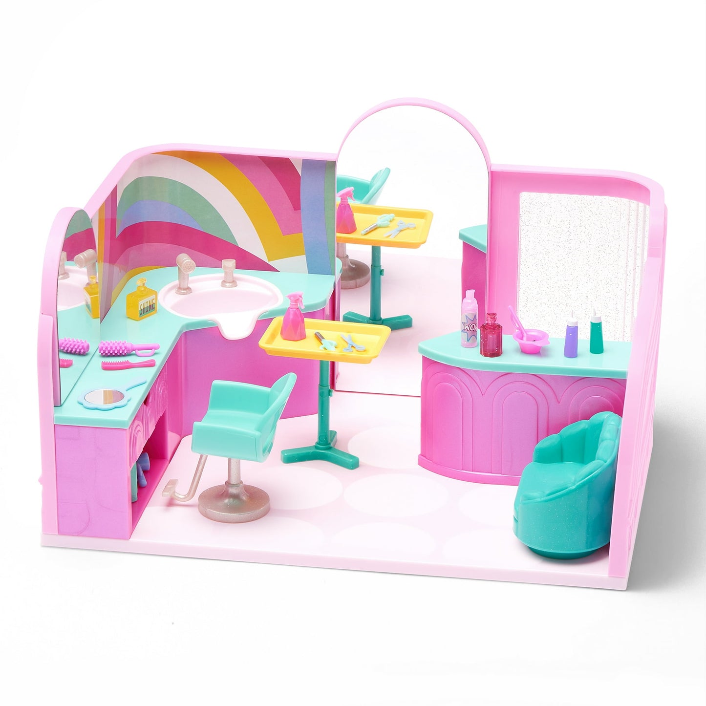 Hey Bestie Lush & Lovely Hair Salon 19 Piece Playset for (5.5-inch) Small Dolls, Toys for Kids 3 Years & Up