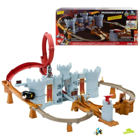 Hot Wheels Mario Kart BowserÕs Castle Track Set with 1:64 Scale Die-Cast Kamek Toy Vehicle & Storage