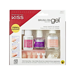 KISS, Press On Nails, Brush on Gel Nail Kit, White, Short Square, 48 Count