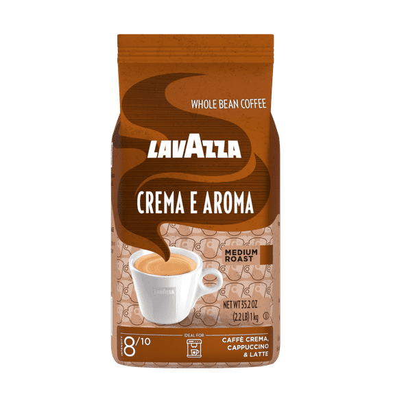 Lavazza Crema e Aroma Whole Bean Coffee, Medium Roast, Arabica and Robusta Blend, 2.2 lb Bag