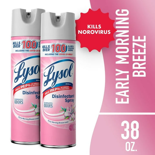 Lysol Disinfectant Sanitizing Antibacterial Spray for Deodorizing, Early Morning Breeze, 19 fl oz, 2 Pack